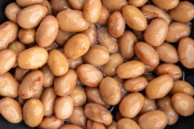 Fasulye çorbası kaynatılmış baklagil sağlıklı beslenmeye hazır aperatif yemek aperatifleri masanın üzerinde fotokopi uzayı arka planı kırsal üst görünüm keto veya paleo diyeti vejetaryen yemeği