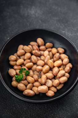 Fasulye Borlotti Legume sağlıklı yemek aperatifleri yemek aperatifleri masada fotokopi uzay yemekleri arka plan kırsal üst görünüm vejetaryen yemekleri