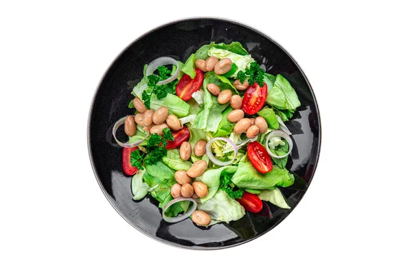 Selada Hijau Salad Kacang Putih Tomat Sehat Makan Makanan Pembuka — Stok Foto