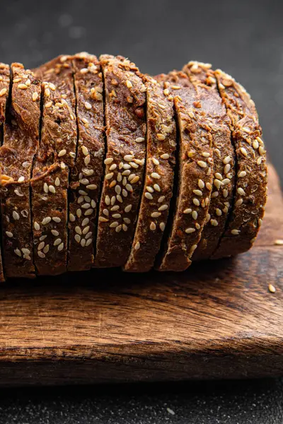 Roti Hitam Irisan Biji Bunga Matahari Makanan Panggang Segar Makanan — Stok Foto