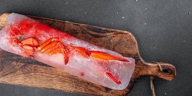 Istakoz dondurulmuş deniz ürünleri taze yemek aperatifler yemek atıştırmalıklar fotokopi masasında uzay yiyecekleri arka plan kırsal manzarası