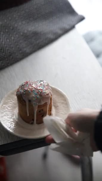 Wielkanoc Ciasto Wakacje Traktować Słodkie Pieczone Smaczne Pisanki Ortodoksyjne Wakacje — Wideo stockowe