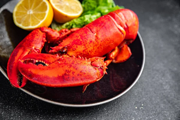 Istakoz taze deniz ürünleri yemek aperatifler yemek aperatifler masada fotokopi uzay yiyecekleri arka plan kırsal üst görünüm