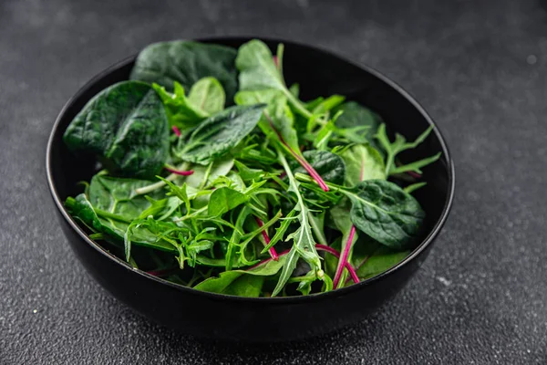 salad mix leaves micro green, juicy snack healthy eating cooking meal food on the table copy space food background rustic top view