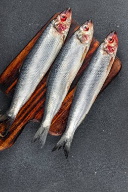 Ringa balığı çiğ deniz ürünleri taze yemek, yemek aperatifleri, fotokopi, arka plan, kırsal kesim, vejetaryen diyeti.