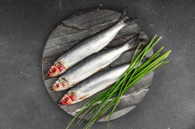 Ringa balığı çiğ deniz ürünleri taze yemek, yemek aperatifleri, fotokopi, arka plan, kırsal kesim, vejetaryen diyeti.