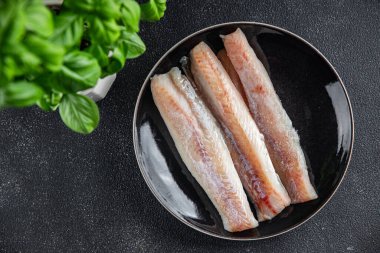 hake fileto balığı taze deniz ürünleri lezzetli sağlıklı yemek aperatif yemek aperatifler masada fotokopi uzayı arka plan kırsal manzarası