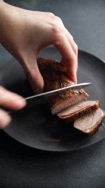 Ördek göğsü kızartılmış et ikinci tabak et tavuk taze sağlıklı yemek aperatifler masa üzerinde yemek fotokopisi arka plan kırsal manzarası