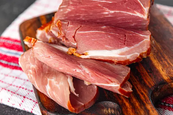 Daging Asap Daging Appetizer Makan Makanan Ringan Atas Meja Menyalin — Stok Foto