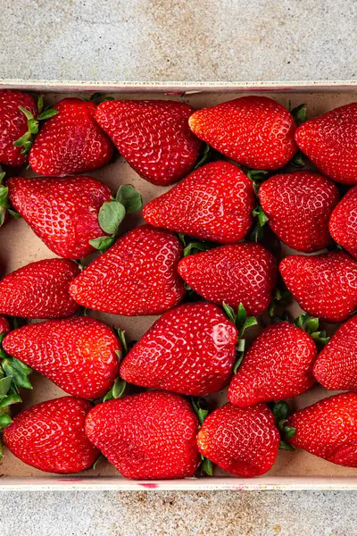 Strawberry Segar Buah Matang Merah Memasak Makanan Ringan Hidangan Pembuka — Stok Foto