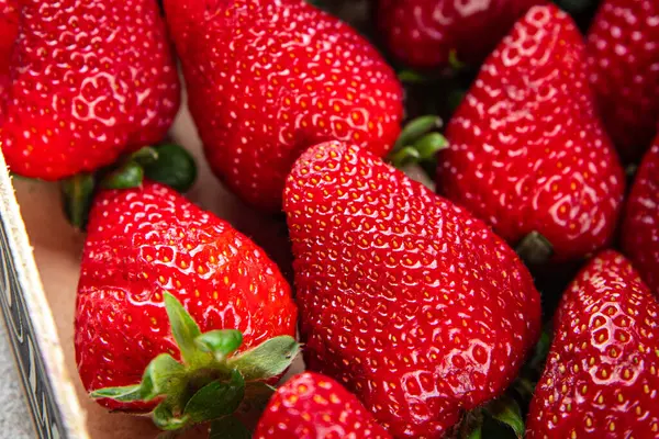 Strawberry Segar Buah Matang Merah Memasak Makanan Ringan Hidangan Pembuka — Stok Foto