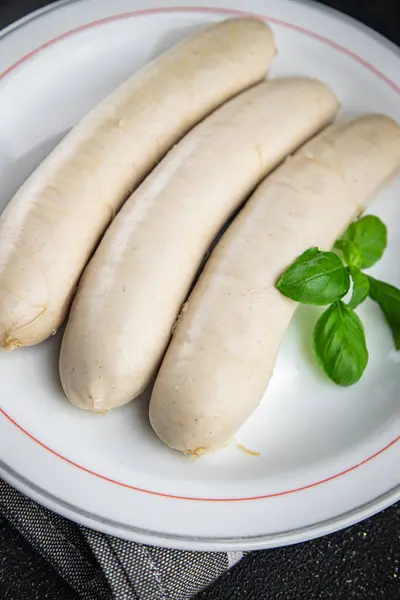 White Sausage Meat Weisswurst Bavarian Sausages Second Course Fresh Cooking Royalty Free Stock Photos