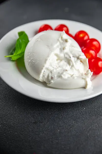 Buffalo Burrata Cooking Appetizer Meal Food Snack Table Copy Space Stock Picture
