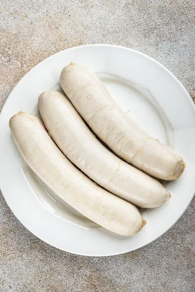 Meat White Sausage Weisswurst Bavarian Sausages Cooking Appetizer Meal Food Royalty Free Stock Images