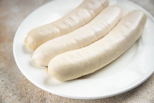 Kød Hvid Pølse Weisswurst Bayerske Pølser Madlavning Appetitvækker Måltid Snack Stock-billede