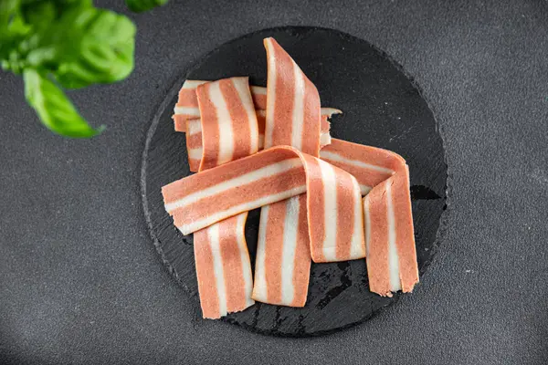 Bacon Vegetariano Cozinhar Fresco Aperitivo Refeição Comida Lanche Mesa Cópia Fotos De Bancos De Imagens
