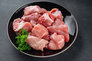 raw pork meat pulp fresh cooking appetizer meal food snack on the table copy space food background rustic top view