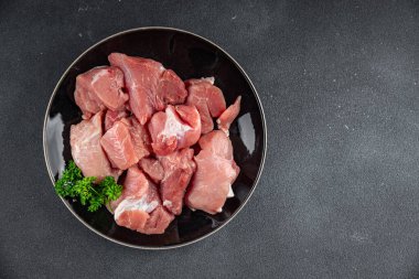 raw pork meat pulp fresh cooking appetizer meal food snack on the table copy space food background rustic top view