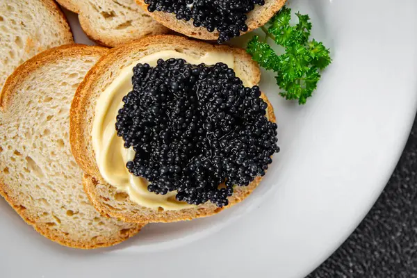 Stock image lumpfish caviar seafood black caviar natural fresh appetizer meal food snack on the table copy space food background rustic top view