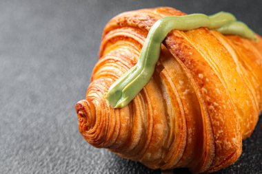 Ay çöreği taze tatlı fırın aperatifi yemek aperatifleri masa üzerinde fotokopi uzay yemeği arka planı 