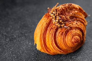 Ay çöreği taze tatlı fırın aperatifi yemek aperatifleri masa üzerinde fotokopi uzay yemeği arka planı 