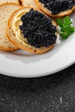 caviar lumpfish black caviar fresh seafood appetizer meal food snack on the table copy space food background clipart