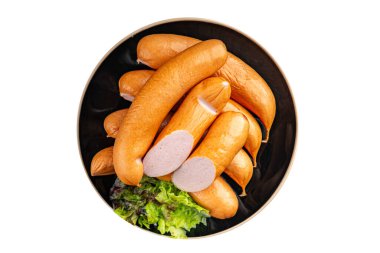 Sosis, domuz eti ya da tavuk, hindi taze yemek atıştırmalığı fotokopi masasında uzay yemeği arka plan kırsal manzarası