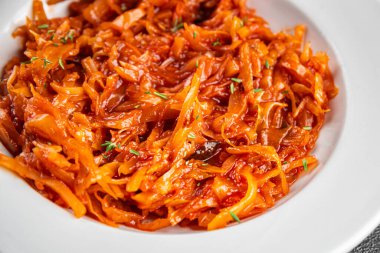 lahana haşlanmış lahana turşusu sebze tabağı taze lezzetli gurme yemek arkaplanı rustick gıdanın üstünde fotokopi alanı