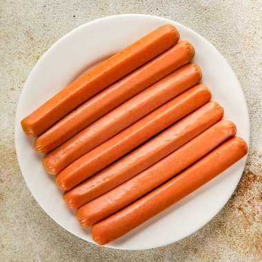 Sosis, et, sığır eti, tavuk yemeği taze gurme yemek arka planı masanın kırsal kesiminde fotokopi alanı.