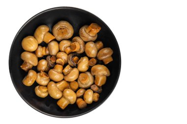 Şampiyon mantarı konserve ürünler lezzetli yemekler taze lezzetli gurmeler masada. 