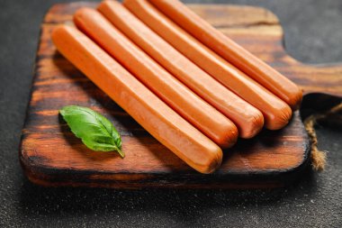 Sosis, et, sığır eti, tavuk yemeği taze gurme yemek arka planı masanın kırsal kesiminde fotokopi alanı.