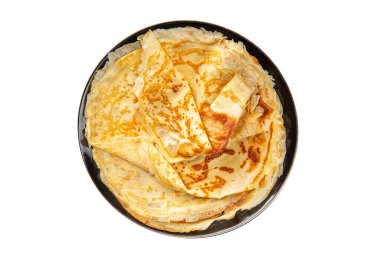 Krep, krep, tatlı kahvaltı ya da tatlı, lezzetli yemek. Lezzetli gurme yemek arkaplanı. Masanın üstünde.