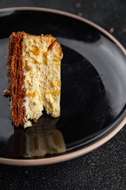 Peynirli tart tatlı peynirli tart taze lezzetli yemekler gurme yemek arka planı masa rustik yiyeceklerin üst görüntüsü fotokopi alanı