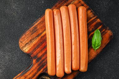 Sosis, et, sığır eti, tavuk yemeği taze gurme yemek arka planı masanın kırsal kesiminde fotokopi alanı.