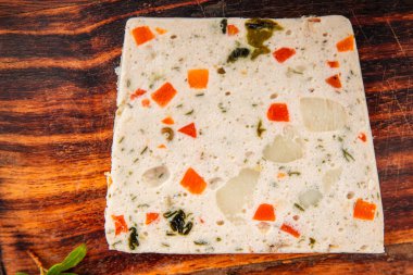 balık terrine ve deniz tarağı san jacques deniz ürünleri taze lezzetli yemek arkaplan lezzetli gurme yemek masaya üst katlı yemek fotokopi alanı keto ve paleo diyeti pescetarya diyeti