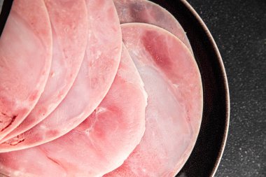 Jambon dilimi domuz eti. Lezzetli yemekler. Lezzetli gurme yemek arkaplanı.