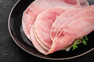Jambon dilimi domuz eti. Lezzetli yemekler. Lezzetli gurme yemek arkaplanı.