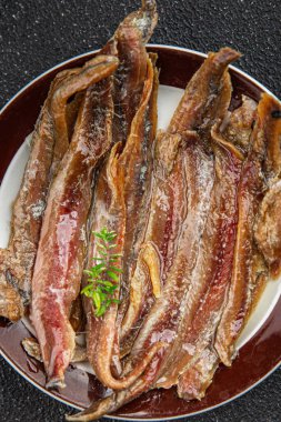 balık ançüezli fileto fileto deniz ürünleri aperatifler taze leziz yemekler sofranın üzerinde lezzetli gurme yemek üst görünüm fotokopi alanı diyeti