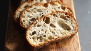 Tahıl ekmeği ayçiçeği, çim, keten tohumu, yulaf ezmesi taze lezzetli yemekler lezzetli gurme yemek arkaplan masanın üstünde rustik yiyecekler fotokopi alanı vejetaryen ve vejetaryen yemekleri