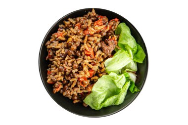 Pirinç mercimek ve sebzeler atıştırmalıklar taze lezzetli yemekler vejetaryen yiyecekler et gurmesi yemek yok masada kırsal yiyecekler üst görünümde fotokopi alanı