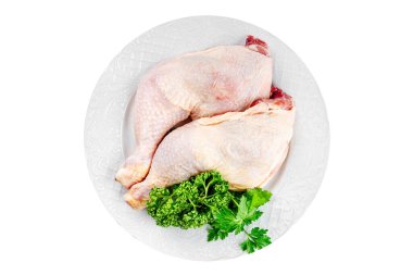 Çiğ tavuk bacağı kümes hayvanı eti lezzetli taze gurme yemek arka plan masa yemeği rustik yemek üst görünüm uzay 