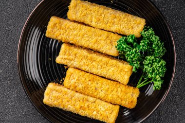 Balıklar deniz ürünleri menüsü taze lezzetli gurme yemek arkaplan masa rustik gıda üst görünüm fotokopi alanı keto ve paleo pesetarya diyeti