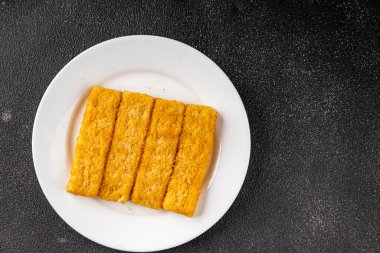 Balıklar deniz ürünleri menüsü taze lezzetli gurme yemek arkaplan masa rustik gıda üst görünüm fotokopi alanı keto ve paleo pesetarya diyeti