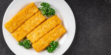 Balıklar deniz ürünleri menüsü taze lezzetli gurme yemek arkaplan masa rustik gıda üst görünüm fotokopi alanı keto ve paleo pesetarya diyeti