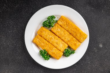 Balıklar deniz ürünleri menüsü taze lezzetli gurme yemek arkaplan masa rustik gıda üst görünüm fotokopi alanı keto ve paleo pesetarya diyeti