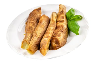 Baked eggplant vegetable cooking tasty fresh delicious gourmet food background table rustic food top view copy space keto and paleo diet vegetarian and vegan food