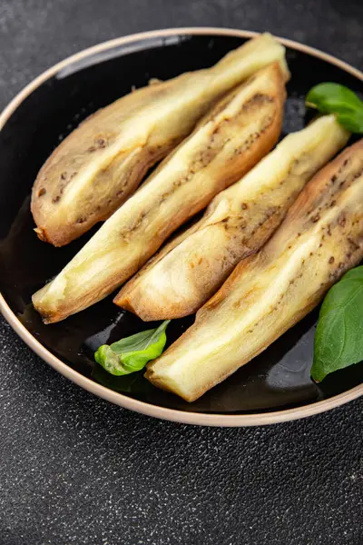 Baked eggplant vegetable cooking tasty fresh delicious gourmet food background table rustic food top view copy space keto and paleo diet vegetarian and vegan food