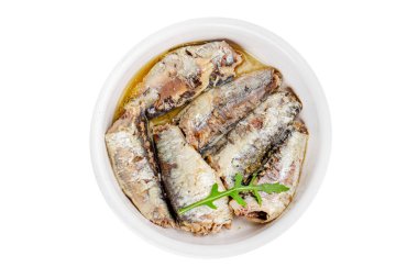 Sardalya konservesi konservesi taze gurme yemek arkaplanı masa rustik gıda üst görünümü fotokopi alanı pesseeter diyet