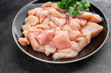 Tavuk eti çiğ et kümes hayvanları taze gurme yemek arka planı masa rustik gıda üst görünüm fotokopi alanı