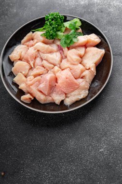 Tavuk eti çiğ et kümes hayvanları taze gurme yemek arka planı masa rustik gıda üst görünüm fotokopi alanı